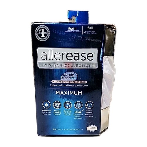 AllerEase Waterproof Mattress Protector, Maximum Allergy Mattress Protector Full - Picture 1 of 7