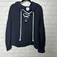 G. The Label Goop Sweatshirt Womens XL Blue Hood Long Sleeve Quiet Luxury