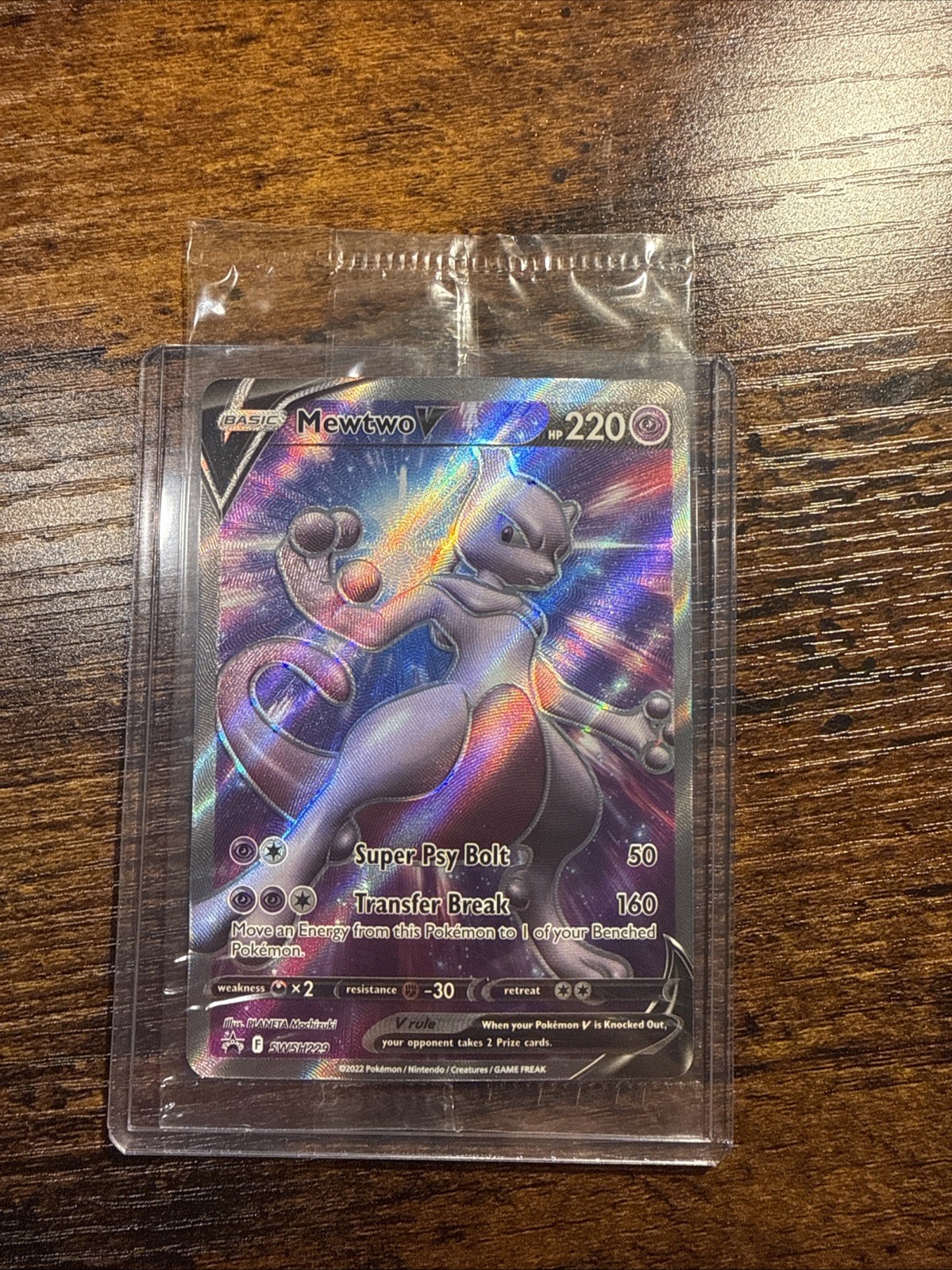 Pokemon TCG Mewtwo V SWSH229 Full Art Holo Black Star Promo (SEALED)