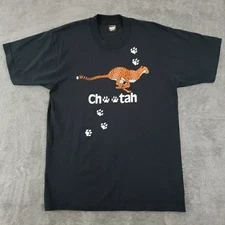 VTG Screen Stars Best T Shirt Mens L Cheetah Wild Cat Black Single Stitch