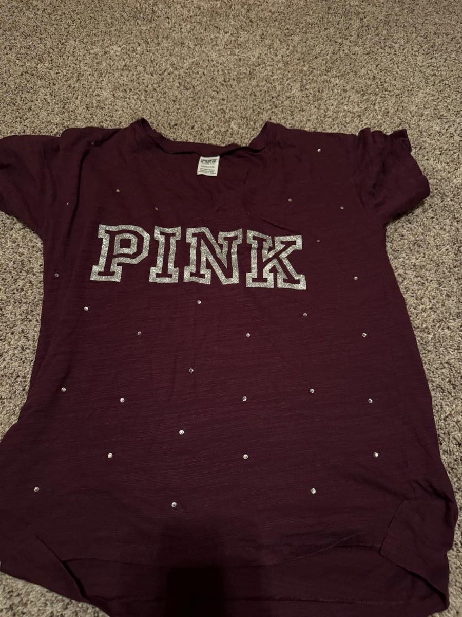 Maroon BLING Victoria Secret tee