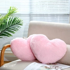 Remerry 2 Pieces Soft Heart Throw Pillow Plush 18.11 x 14.17 inches, Pink 