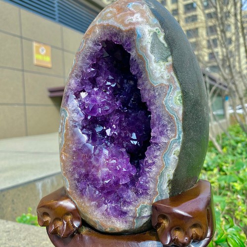 10.71LB High quality rare purple crystal dragon egg cave crystal decoration+base - 第 16/17 張圖片