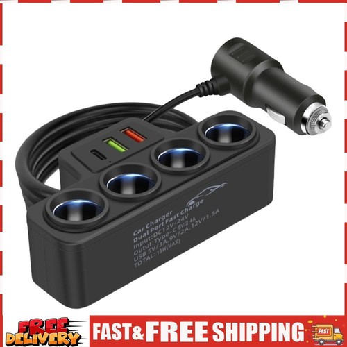 QC3.0+PD 3.1A Auto-Zigarettenanzünder-Adapter, 3 USB-Anschlüsse, 4-Buchsen-Auto-
