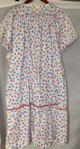 Vintage NWT 1980’s Smart Time Embroidered Floral Polka Dot House Dress Mumu LG - Picture 6 of 6