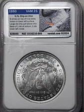 1880 P NGC MS65 VAM 25 Die Chip Chin Dlbd 18-0 Hit List 40 Morgan Silver Dollar