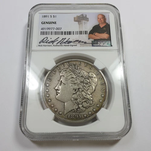 1891 S NGC Genuine Rick Harrison Hand Signed Silver Morgan Dollar $1 Coin 54815A