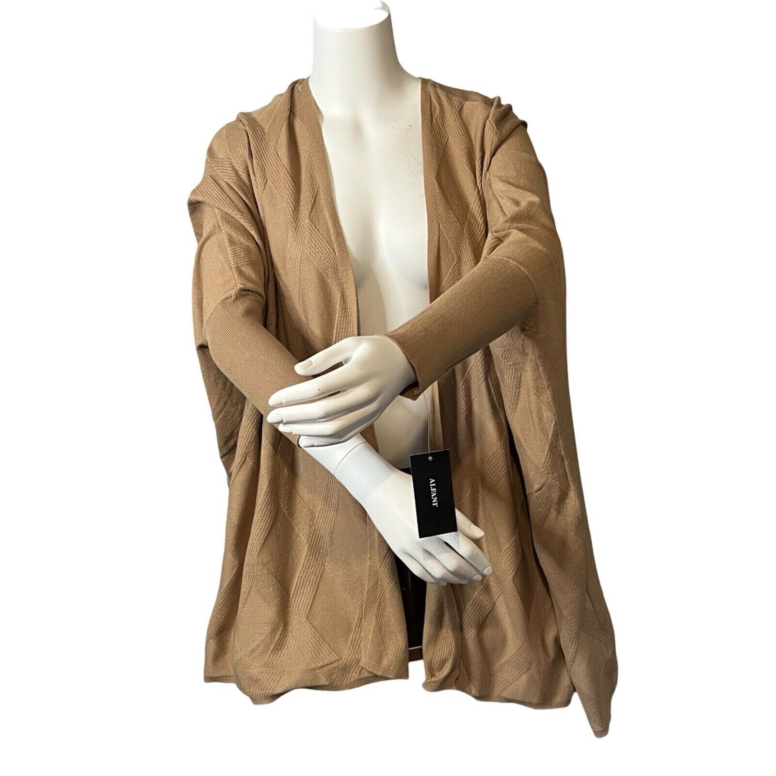 Alfani Shawl Womens Size M Beige Open Boho Oversized Wrap Cardigan  CM65 NEW