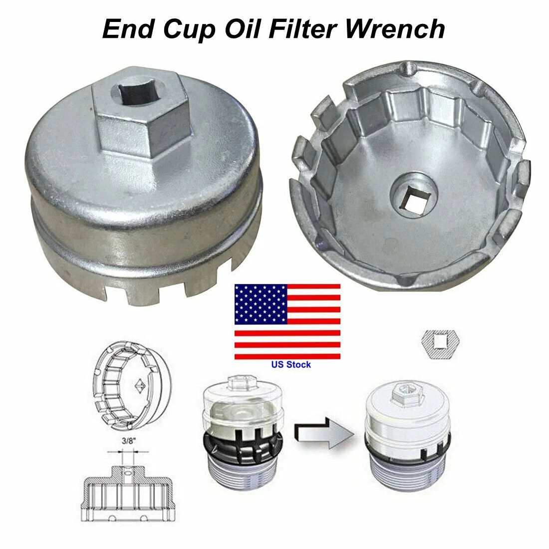 Oil Filter Wrench Cap Housing Tool Remover 14 Flutes For Lexus CT200h 4 Cylinder