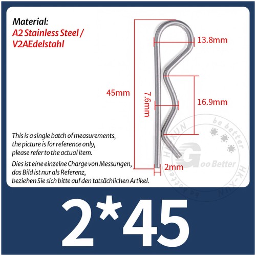 Federstecker Federsplint Stecksplint Splint Verzinkt/Edelstahl A2 Sicherungsklam - Picture 51 of 65