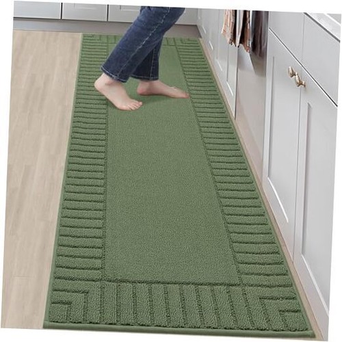 -Kitchen-Rugs-Non Slip-Kitchen-Mats-for-Floor Machine Washable 24"x71" Green