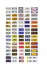 1/10 scale model car assorted USA Puerto Rico license plates tags