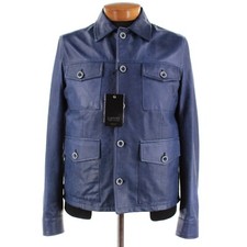 Latini NWT 100% Leather Field Jacket Size 50 (M US) In Purplish Blue