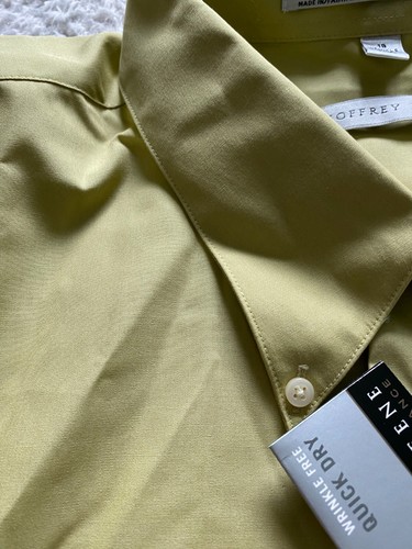 Geoffrey Beene Men Button-Down Short Sleeve Shirt Quick Dry Mustard Size 19 Tall - Picture 6 of 11