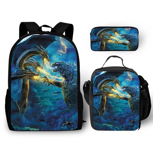 Mochila 3D Godzilla vs Kong Bolsa de libros escolares Mochila Bolsa de almuerzo Estuche para lápices Regalo - Imagen 4 de 50