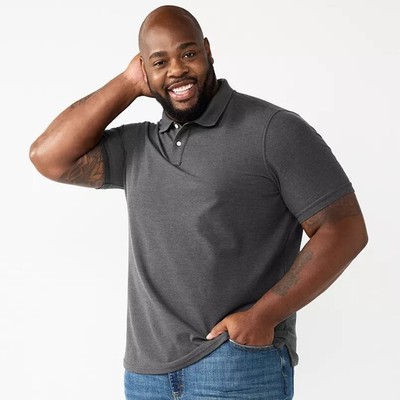 Sonoma Supersoft Pique Polo Top Carbon Copy Gray Men s Big & Tall Size 4XB NEW
