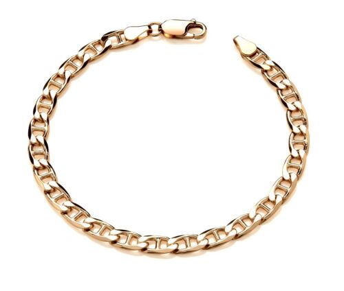 9ct Gold on Silver Men's ANCHOR MARINER Bracelet - 8.5 INCH - Picture 3 of 5
