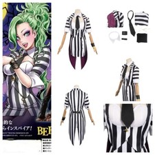 Beetlejuice (2024) Lydia Deetz Cosplay HORROR Series Black White Striped Dress