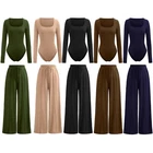 Womens Tracksuit Bodysuit Wide Leg Trouser Set Ladies Two Piece Palazzo Co Ord