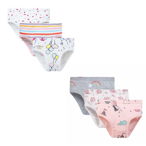 6Pack Toddler Girls Cotton Brief Underwear Cute Printed Panties Assorted Colors - Picture 7 of 21