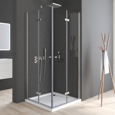 Dusche Eckeinstieg Esg-Glas 90x90/90x75 Duschkabine Falttüren Duschwand 6mm 185
