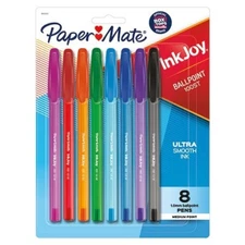 Paper Mate InkJoy 100 Stick Ballpoint Pens 1.0mm Tip 8/Pk Fashion Colors Office