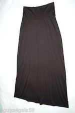 Womens SOLID BLACK KNIT MAXI SKIRT Long FOLD TOP Flared Bottom S 4-6