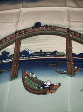 Japanese Oriental Fabric Wrapping Cloth Gift Bento Bag Wrap Sumida River 28 X 26