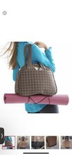 Gaiam Metro Gym Bag Brown Quilted Yoga Mat Strap Holder Multiple Compartments