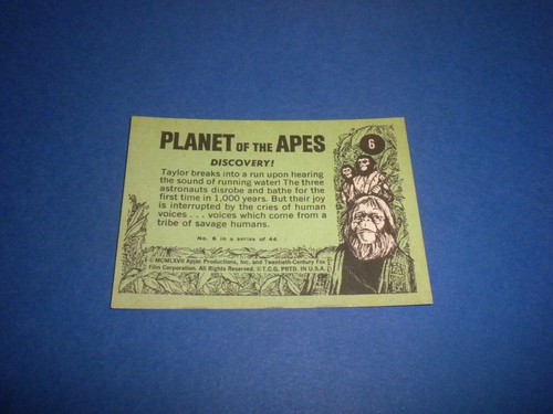PLANET OF THE APES card #6 Charlton Heston sf movie Topps U.S. 1967 DISCOVERY - Picture 5 of 6