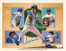 Fernando Valenzuela Autographed 8.5X11 Photo Collage Dodgers Smear JSA AX25331