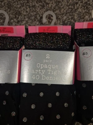 6 Pairs AGE 8/9 Years Tights Sparkly Matalan Party Tights 3x 2 Pack opaque NEW