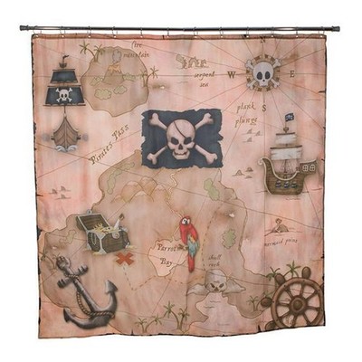 Borders Unlimited 70020 Pirates Treasure - Map Shower Curtain