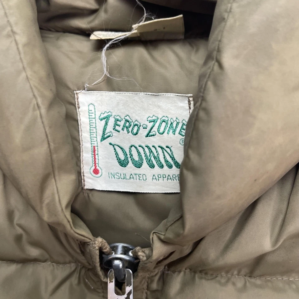 Chaqueta de plumón vintage Zero-Zone para hombre grande verde oliva acolchada hecha en EE. UU. AÑOS 80 Foto 2 de 4