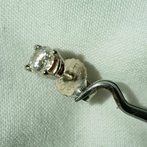 Single Stud Earring PT950 Platinum Setting Brilli… - image 9