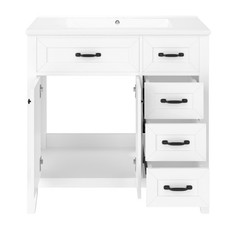 36" Bathroom Vanity with Sink Combo, White Bathroom Cabinet with Drawers,