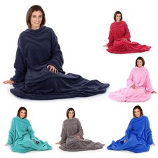 Job Lot 10x Wrap Around Fleece Snuggle Blanket with Sleeves 180cm Wholesale