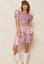 Ivy City Co Michelle Ruffle Dress Size Medium Pink New with Tags