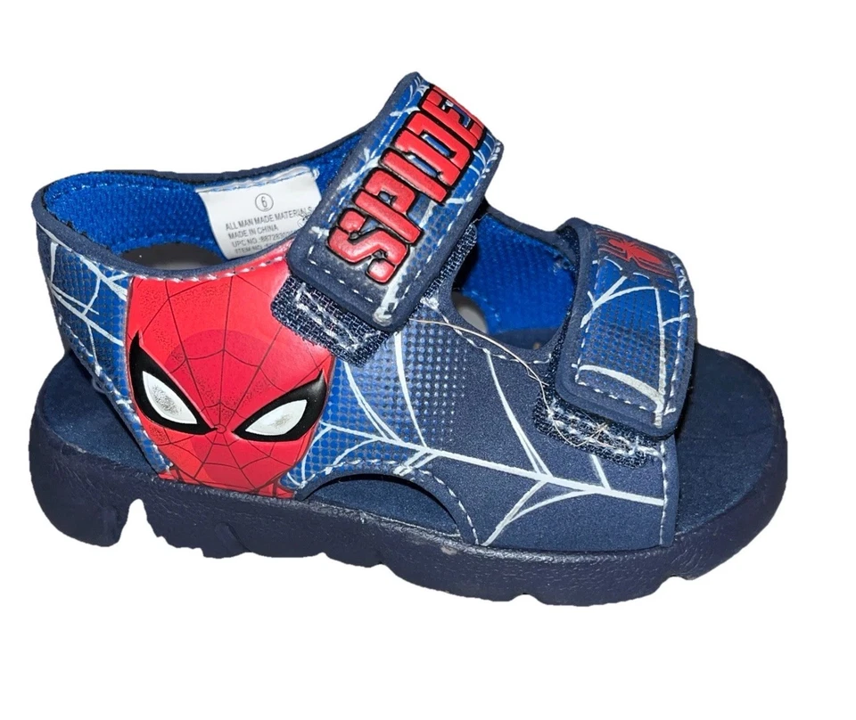 Boys Open-Toe Sandals Marvel Spider-Man Hook&Loop Closure Toddler Size 6 - Image 3 of 4