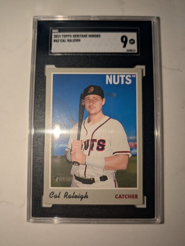 2019 Topps Heritage Minors Cal Raleigh NUTS ROOKIE Graded Mariners SGC 9 MINT - Bild 5 von 5