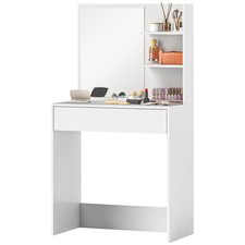 HOMCOM Dressing Table with Mirror and Storage, Modern Vanity Desk, White