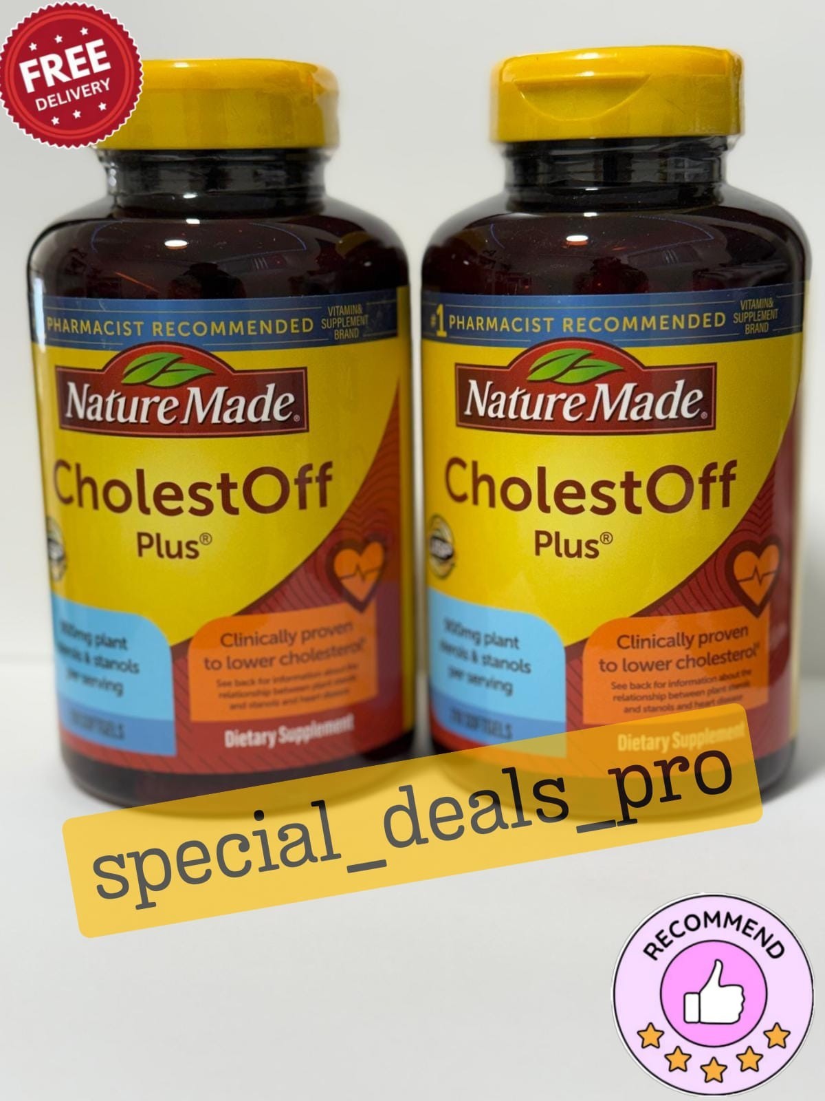 2 Pack Nature Made CholestOff Plus 900mg 210 Softgels Cholesterol Exp 03/2027