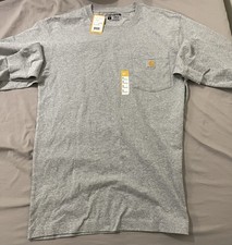 Carhartt Men  s Long Sleeve Workwear Pocket T-Shirt Loose Fit - Grey Size Small