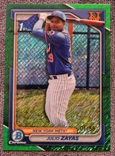 Julio Zayas 1/99 2024 Bowman Chrome Green Refractor New York Mets #BCP162