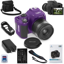 Minolta ProShot 64MP Digital Camera – 10x Zoom, 4K Ultra HD 3" LCD Screen,Purple