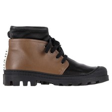 Loewe Logo Tab Combat Boots in Black and Brown Leather
