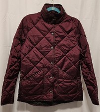 Dickies Womens Diamond Quilted Jacket Size S Burgundy Water Resistant with Hood