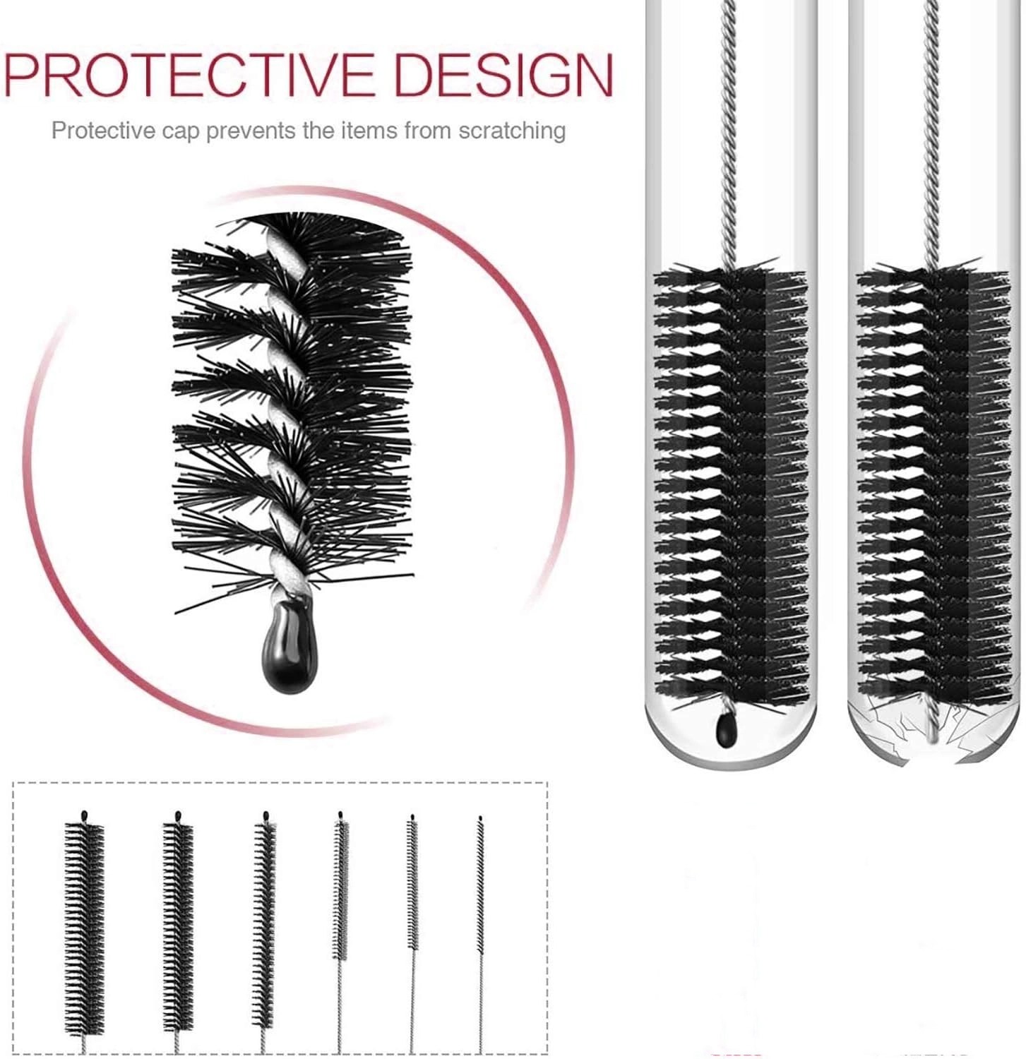 Straw Brush Cleaner Set 20Pcs Nylon for Small Long Bottle Tube Pipe Cleaning