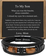 To My Son Gift for Son Bracelet Love from Mom, Dad Forever Birthday, Graduation