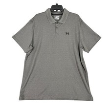 Under Armour Polo Shirt HeatGear Gray Loose Fit Golf Performance Tech Mens 2XL
